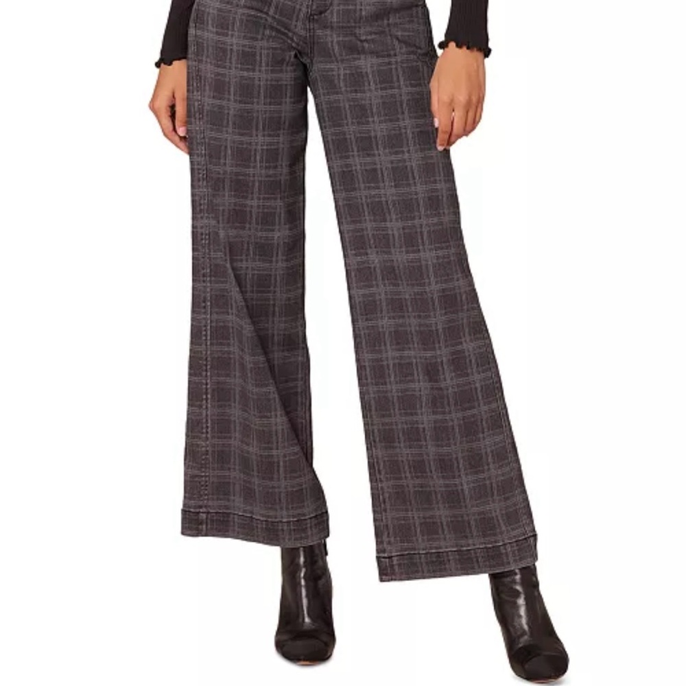 Democracy Charcoal Checkered Wide Leg Pants